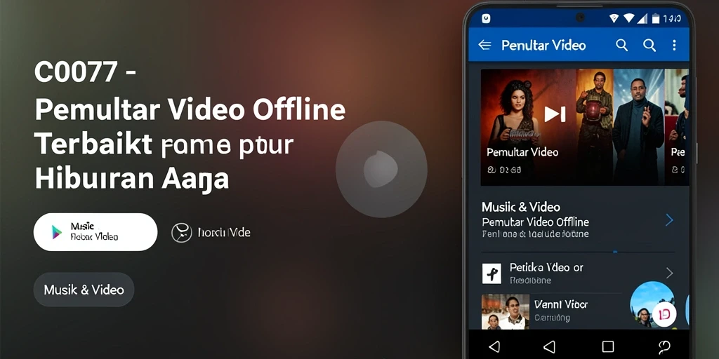Antarmuka aplikasi C0077 yang menarik untuk pemutar video offline.