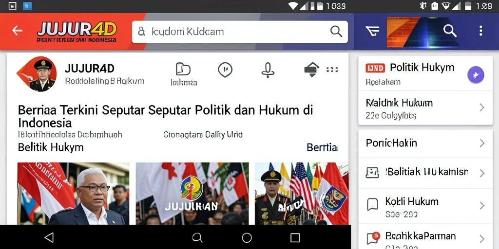 Tampilan utama JUJUR4D dengan berita politik dan hukum terbaru.