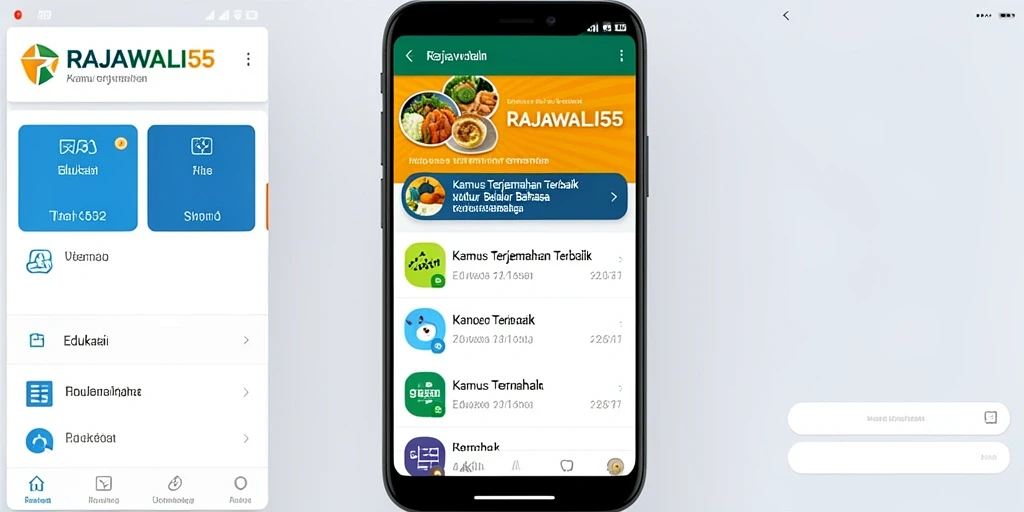 Antarmuka RAJAWALI55 yang memudahkan pencarian terjemahan kata.
