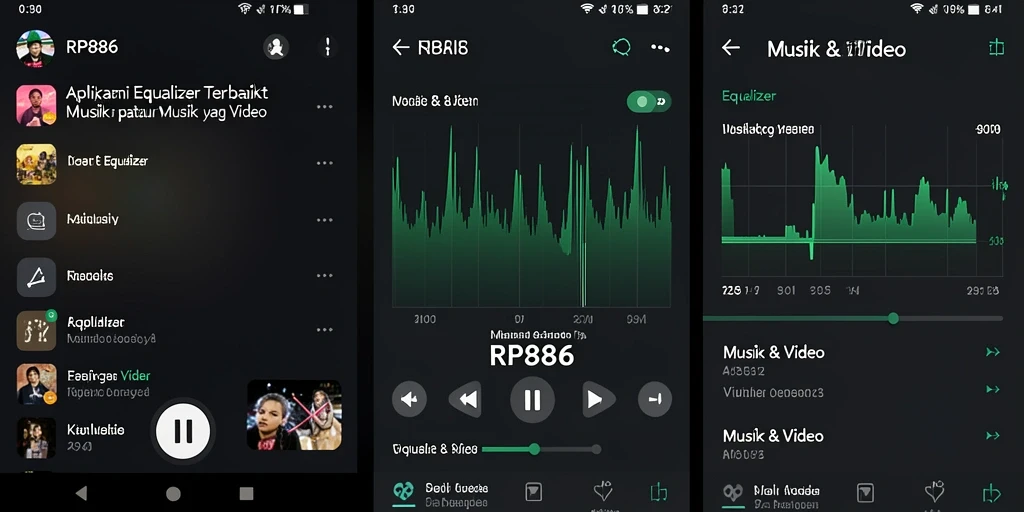 Antarmuka RP886 dengan pengaturan Equalizer yang mudah digunakan.