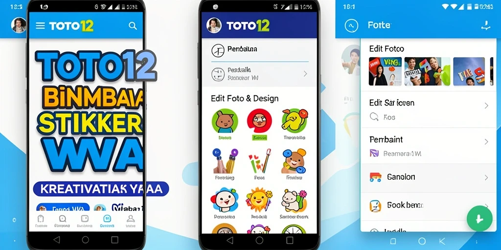 Antarmuka TOTO12 yang menarik untuk membuat stiker WhatsApp.